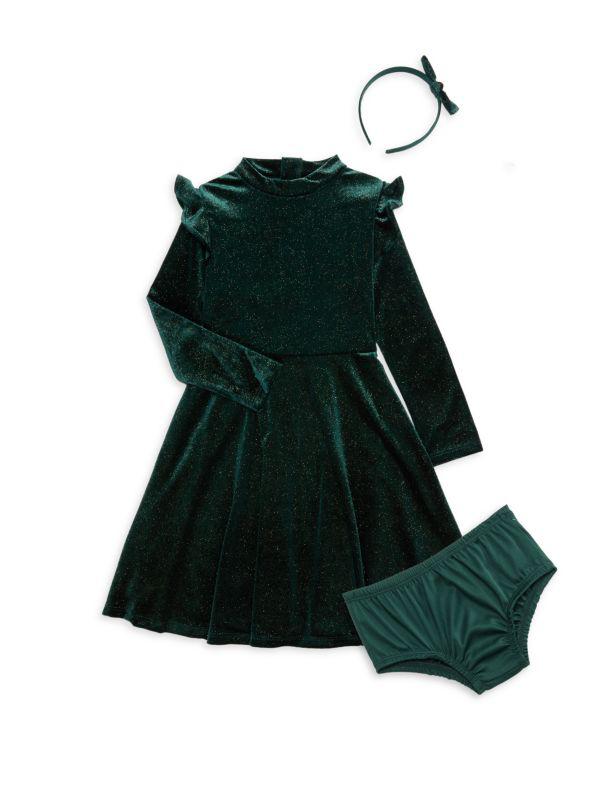Pippa & Julie Baby Girl's Claire Shimmer 3-Piece Dress, Bloomers & Headband Set
