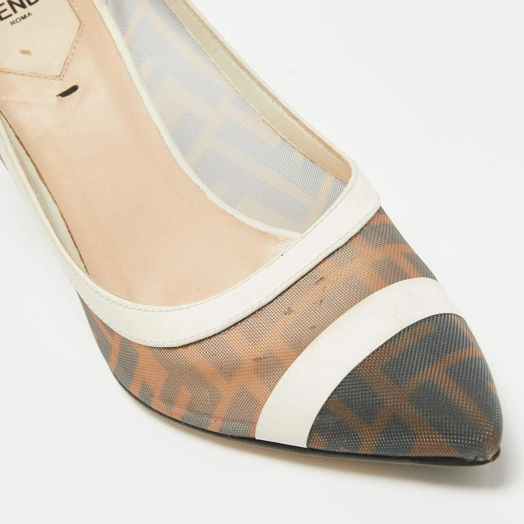 Fendi Fendi Brown/Cream Mesh and Leather Colibri Pumps Size 38 7