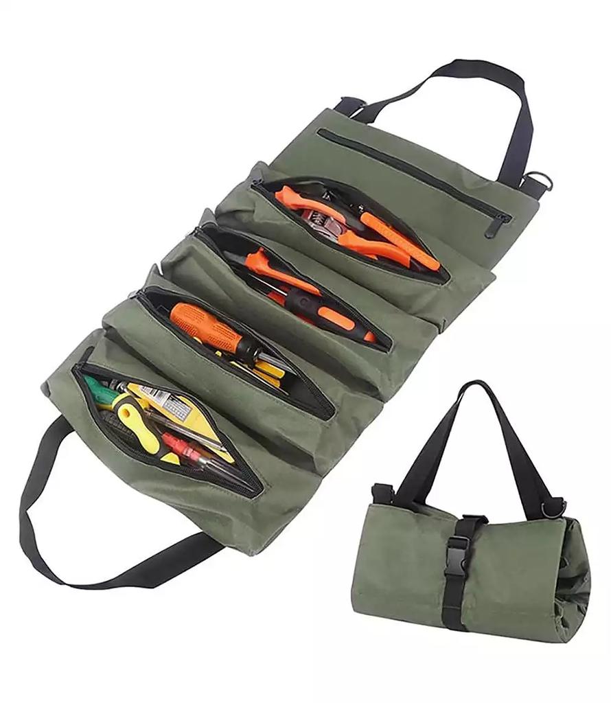 XDOVET Tool Bag Roll Up,Heavt Duty Tool Organizer Portable Tool Storage Bags Waterproof Oxford Cloth-Zipper Pouch for Men Mechanic, Electricians, Repairman