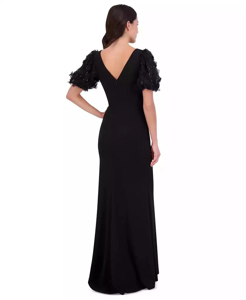Eliza J Women's Sequin 3D-Petal Puff-Sleeve Gown 4