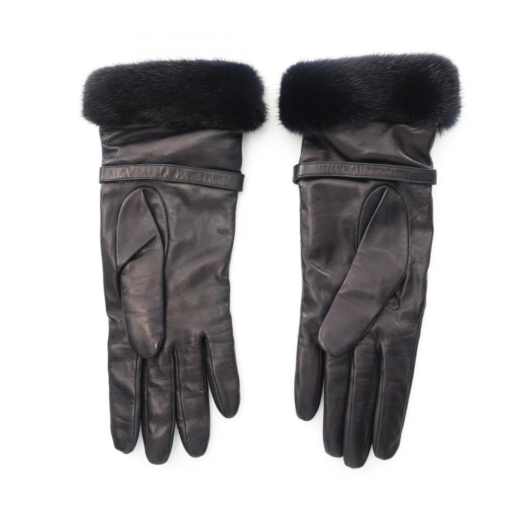 Salvatore Ferragamo Leather Fur Short Gloves (Pre-Owned)