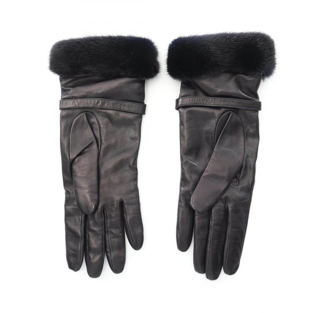 Salvatore Ferragamo Leather Fur Short Gloves (Pre-Owned) 2