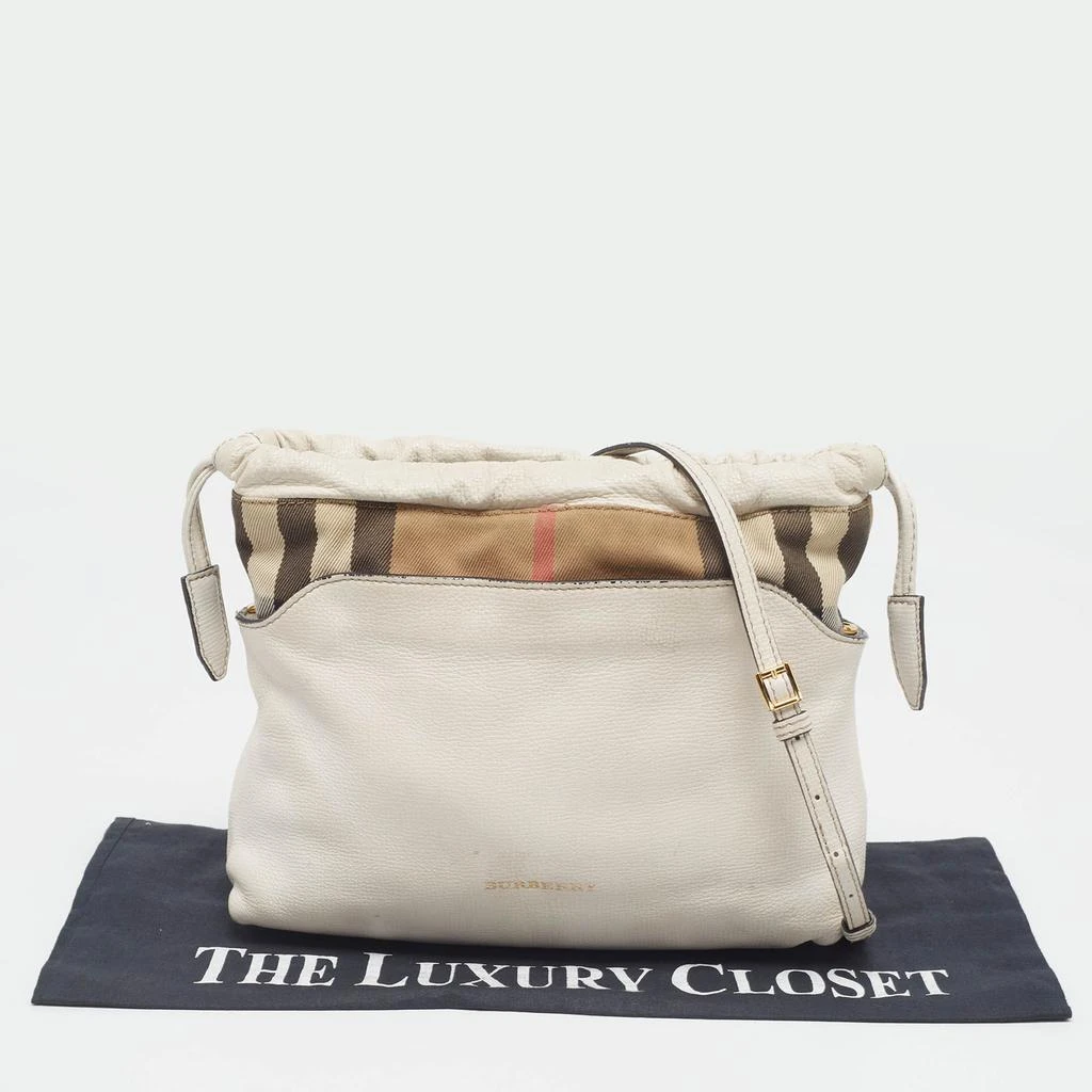 Burberry Burberry White/Beige Leather and House Check Canvas Little Crush Crossbody Bag 15