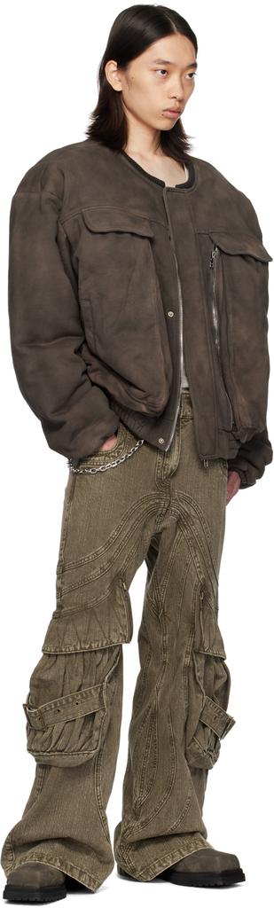 NO/FAITH STUDIOS Khaki Wave Denim Cargo Pants - Pants - Free NO/FAITH STUDIOS Khaki Wave Denim Cargo Pants - Pants - Free