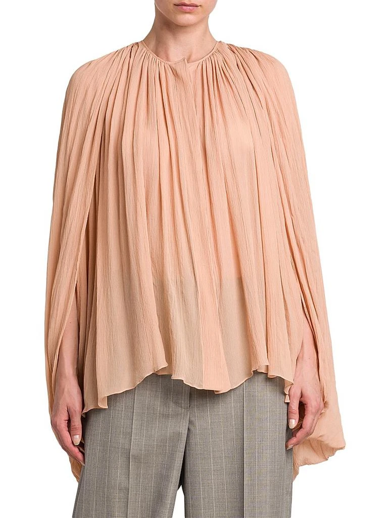 Stella McCartney Drape Creponne Silk Cape High-Low Top 3