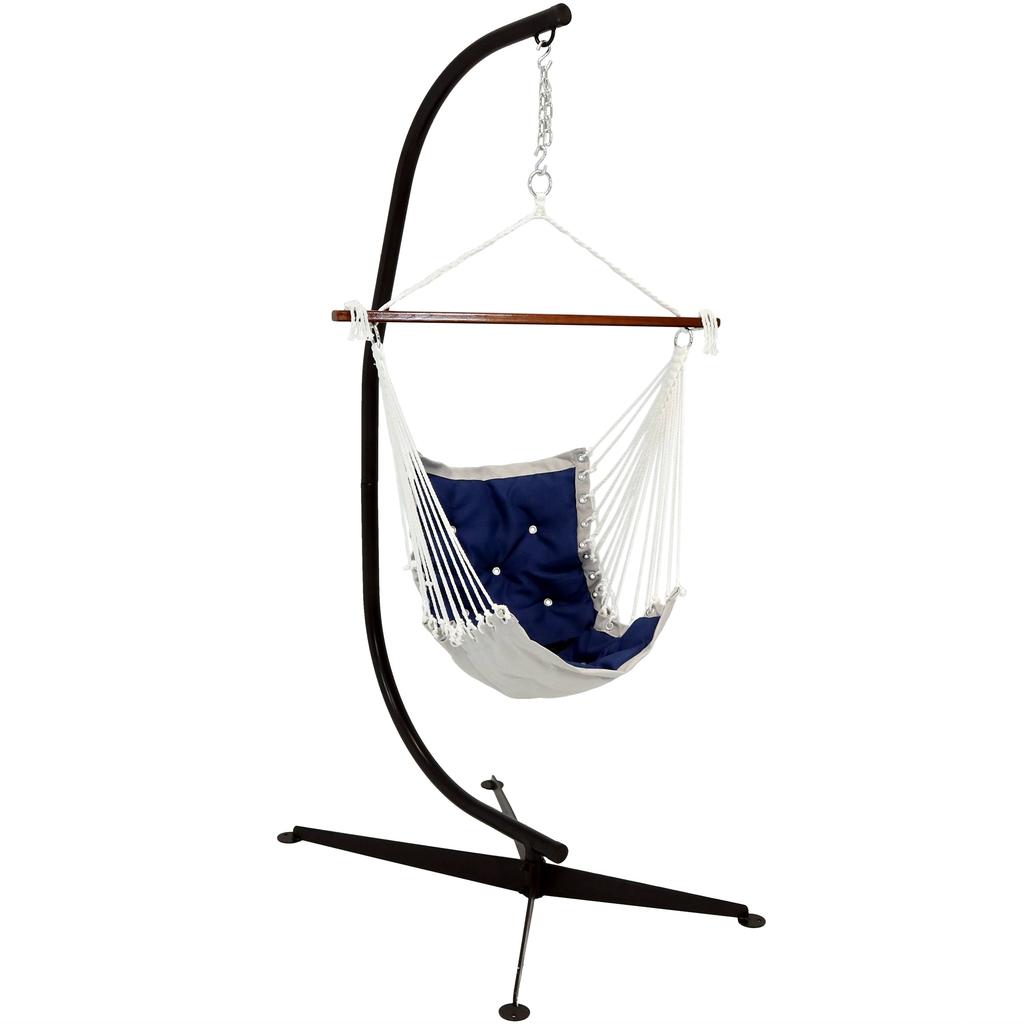 Sunnydaze Large Tufted Victorian Hammock Chair Swing with C-Stand - 300 lb Weight Capacity
