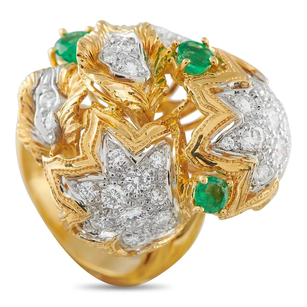 LB Exclusive 18K Yellow Gold 1.65ct Diamond and Emerald Ring MF13-011526