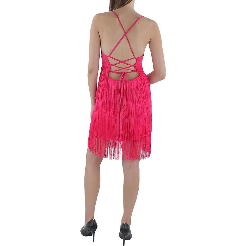 Bebe Womens Fringe Mini Cocktail And Party Dress 2