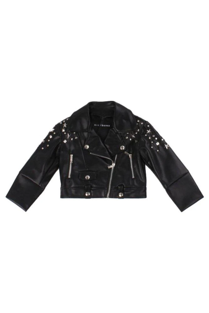 John Richmond Junior John Richmond Junior Star-Embellished Metallic Biker Jacket