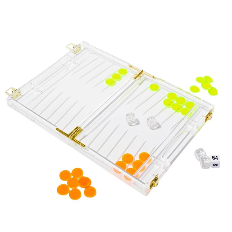 Sunnylife Mini lucite backgammon game
