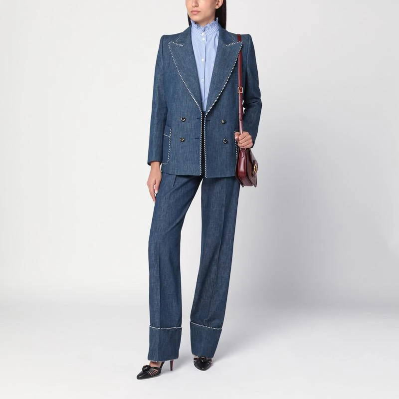 Valentino Blue trousers in Chambray Denim 2