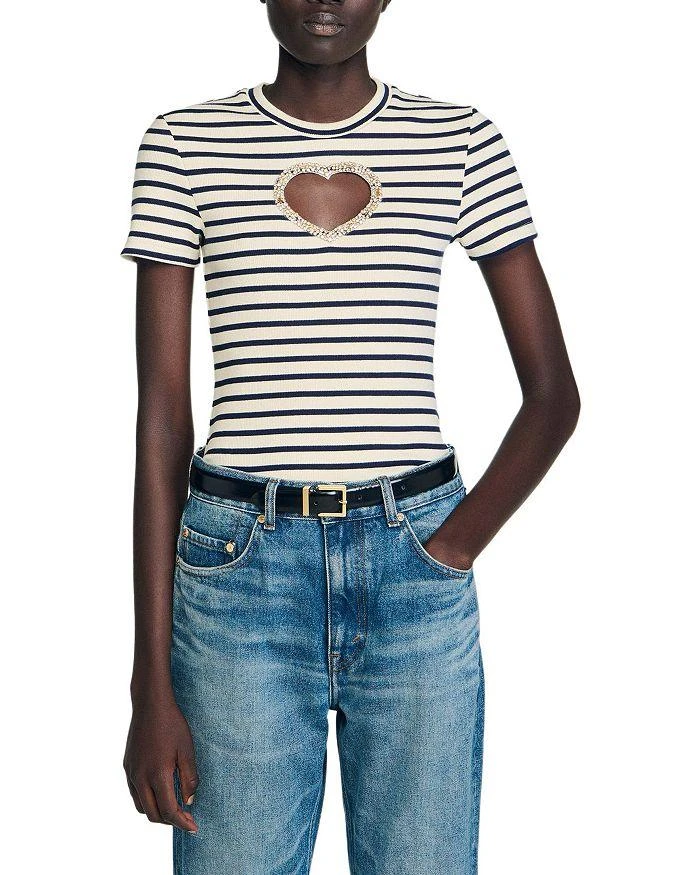 Sandro Rhinestone Heart Tee