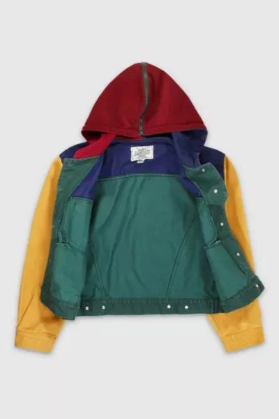 Denim For Days Vintage 90s Colorblock Split Hood Cropped Denim Jacket 3