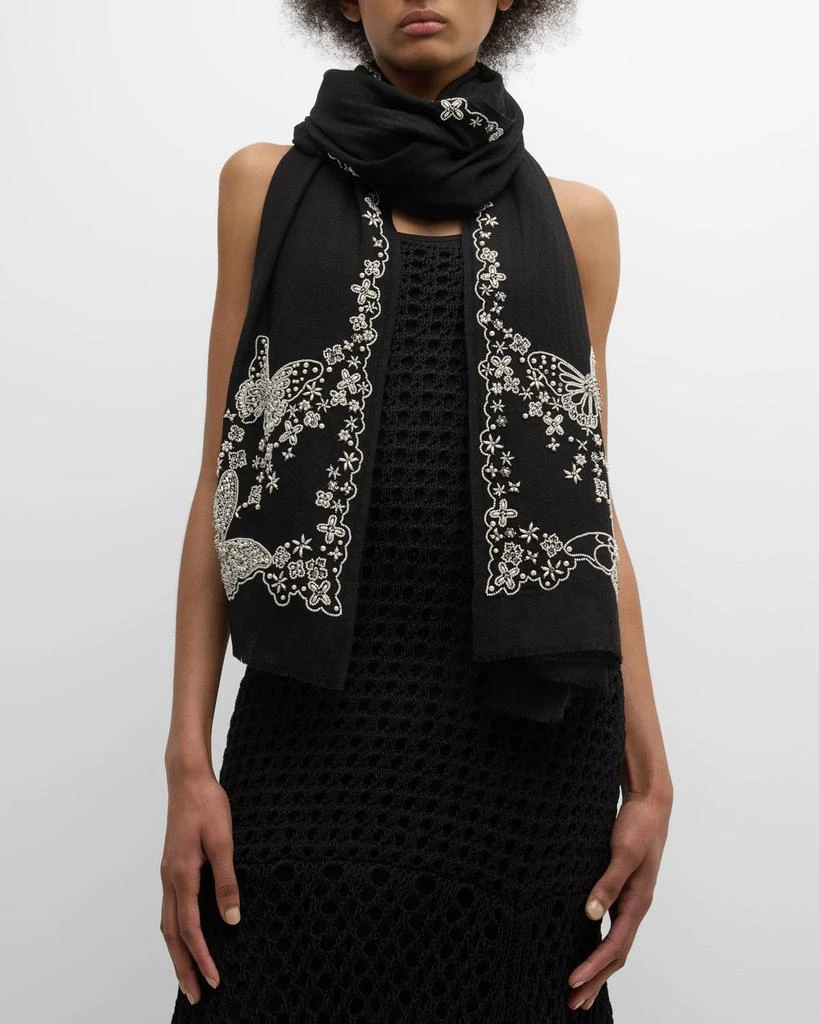 Janavi Pearly Butterfly Merino Wool Scarf 2