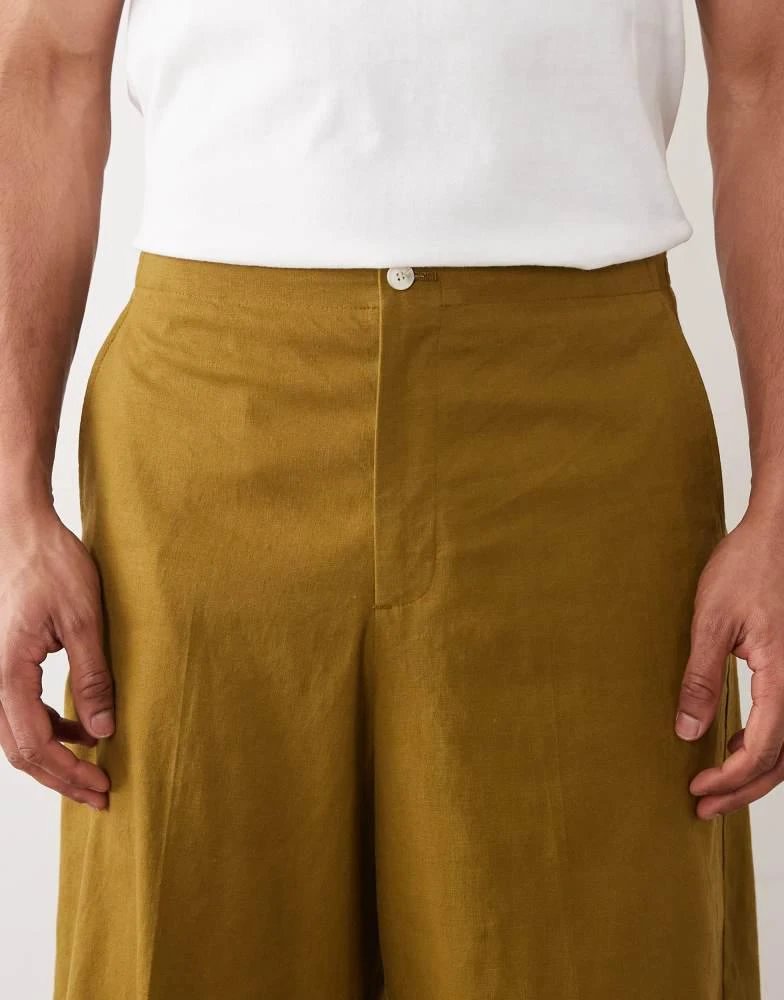 ASOS ASOS DESIGN bermuda suit shorts in khaki linen blend 5