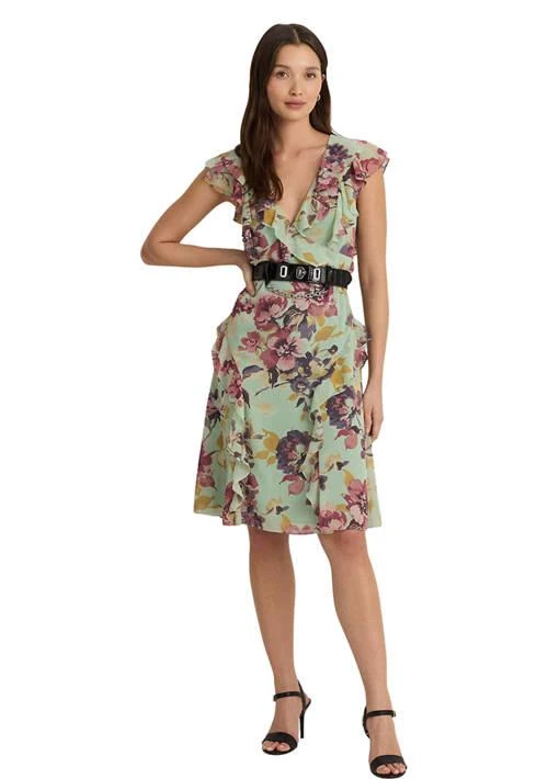 Floral Ruffle Trim Georgette Dress  On Sale Now with Up to 50% Off |  Discover Exclusive Deals & Savings at BeyondStyle  Authentic Ralph Lauren  Women|Casual Dresses | Dresses | Women's