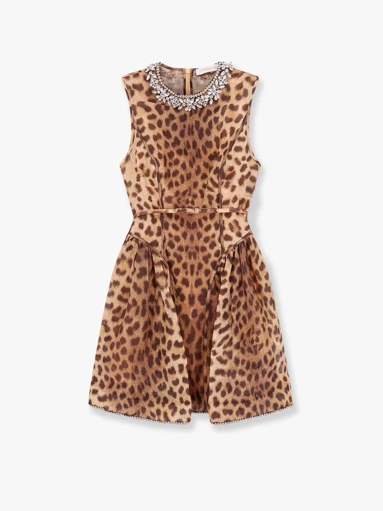 Zimmermann Linen and silk mini dress with animalier print 1
