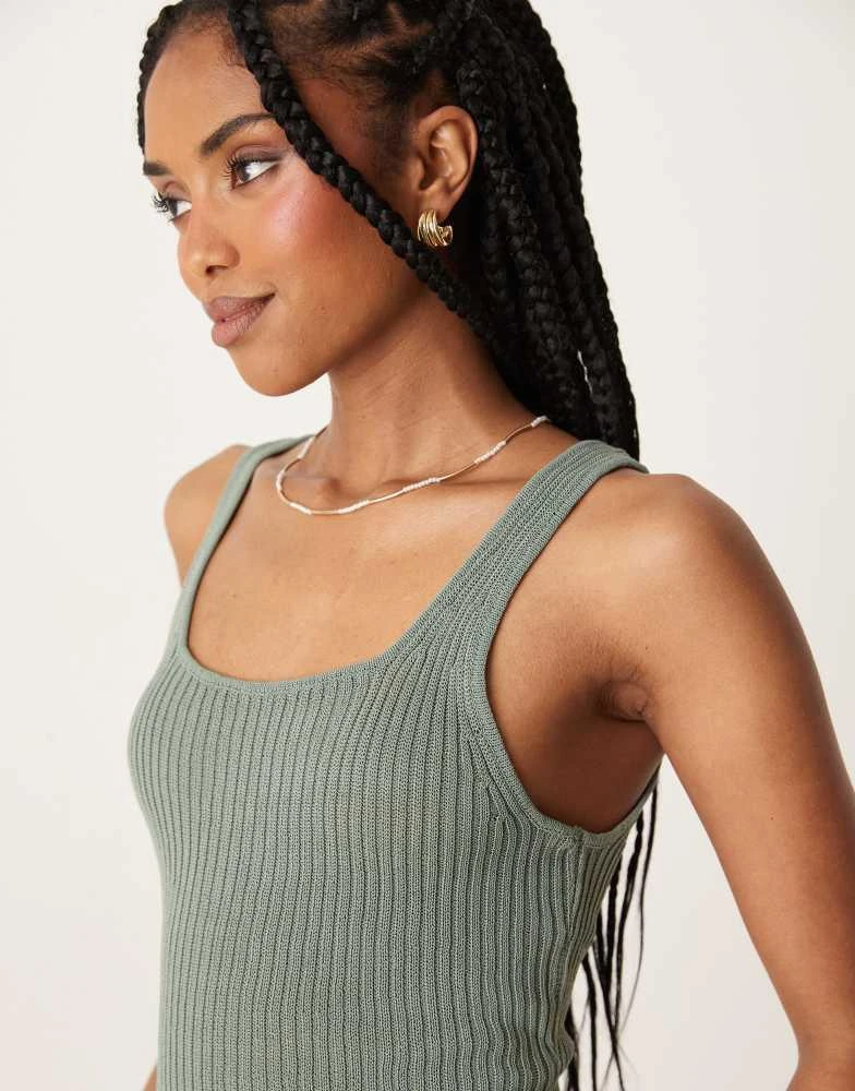 Mango Mango knitted round neck vest in sage green 1