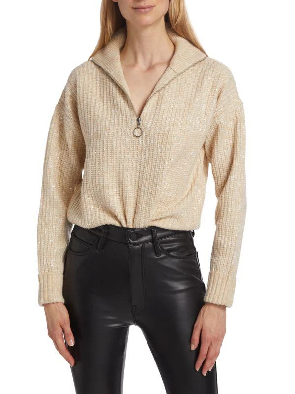 Design History Sequin-Embroidered Quarter-Zip Sweater 1