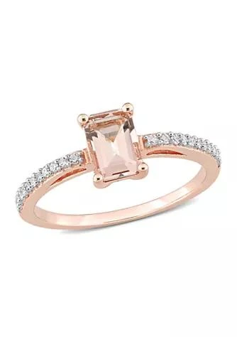 Belk 
Co. 7/8 ct. t.w. Morganite and 1/10 ct. t.w. Diamond Emerald Cut Engagement Ring in 10k Rose Gold