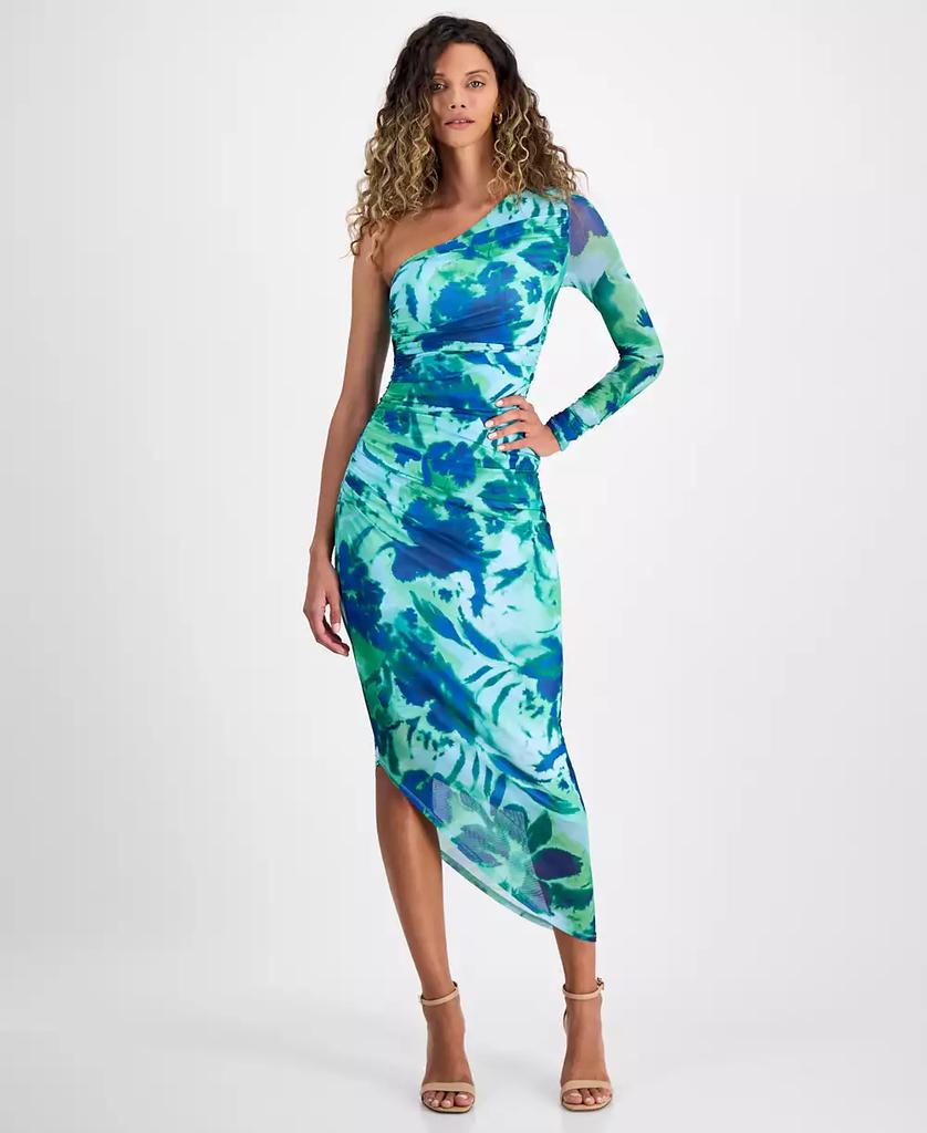 RACHEL Rachel Roy Women's Quinn Floral Asymmetric Mesh Midi Dress