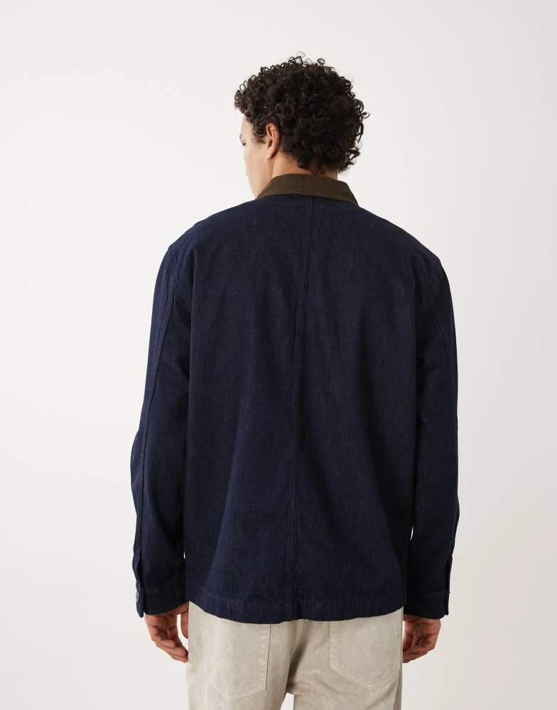 Selected Selected contrast collar denim jacket in raw rinse 3