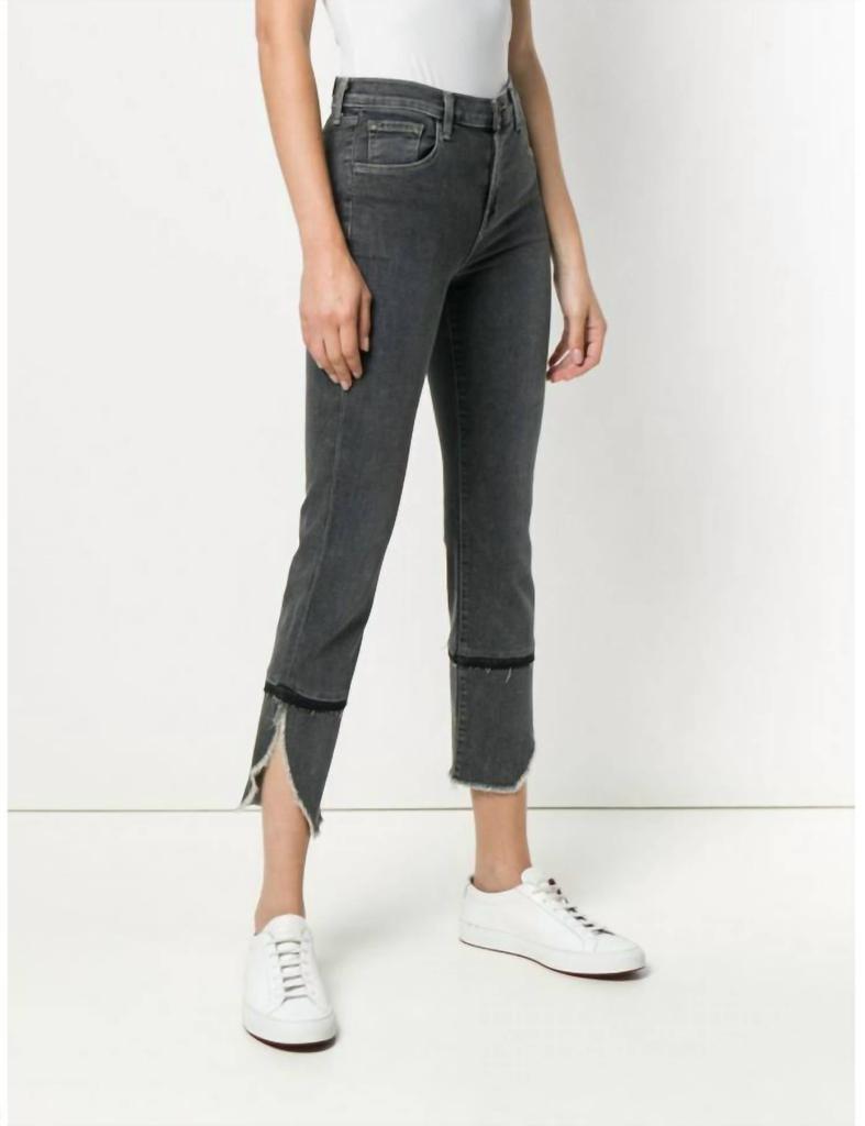 J Brand J Brand - Ruby High Rise Asymmetrical Fray Straight Leg Crop Jeans