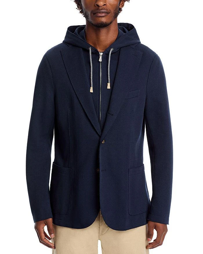 ELEVENTY Cotton Pique Jersey Removable Hood Soft Jacket 4