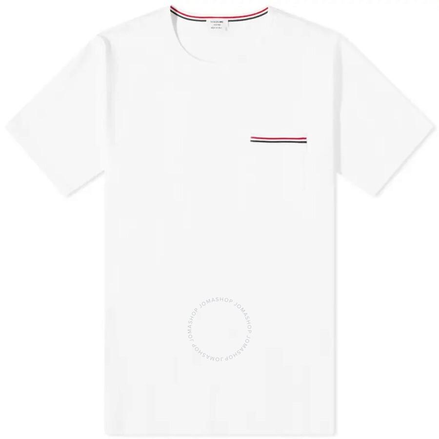 Thom Browne Men's White Jersey Pocket T-Shirt