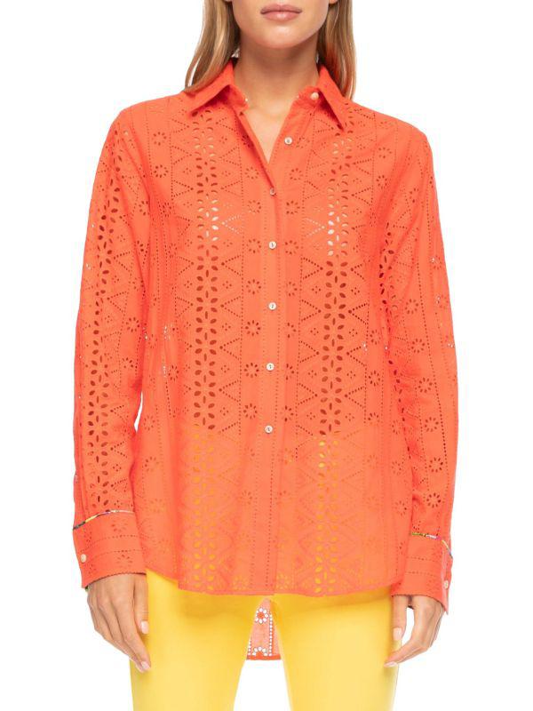 Robert Graham Carrie Eyelet Button-Up Shirt