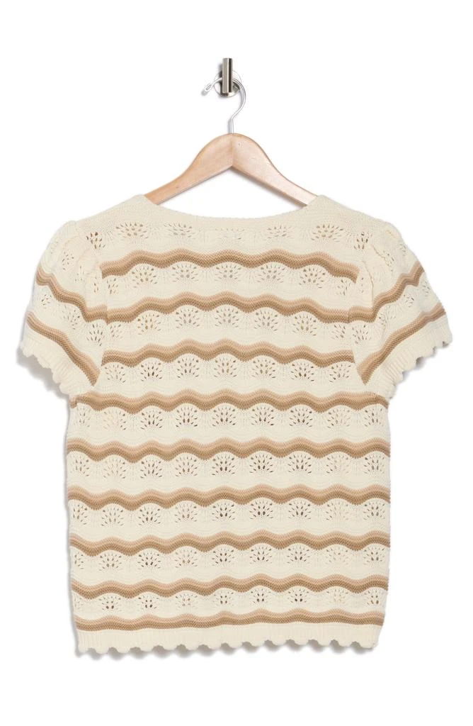 DR2 by Daniel Rainn Cotton Wavy Stripe Short Sleeve Sweater 4