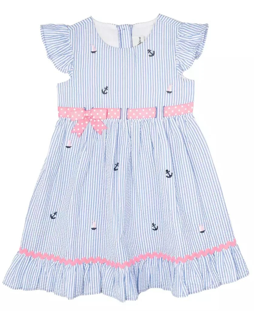 Rare Editions Toddler and Little Girls Nautical Seersucker Dress 5