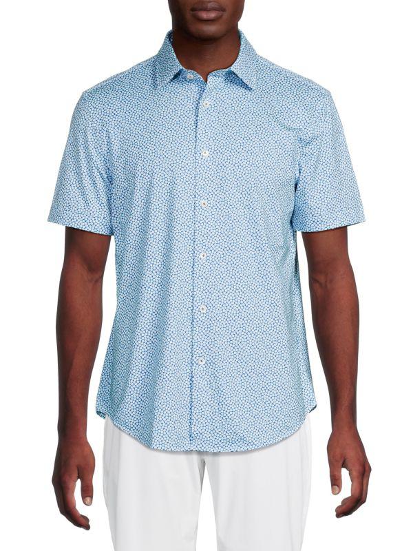 BUGATCHI Print Short Sleeve Shirt