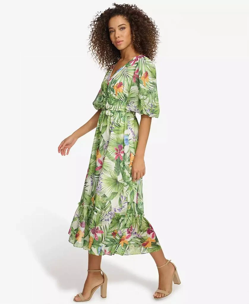 Kensie Women's Floral-Print Balloon-Sleeve Maxi Dress 3