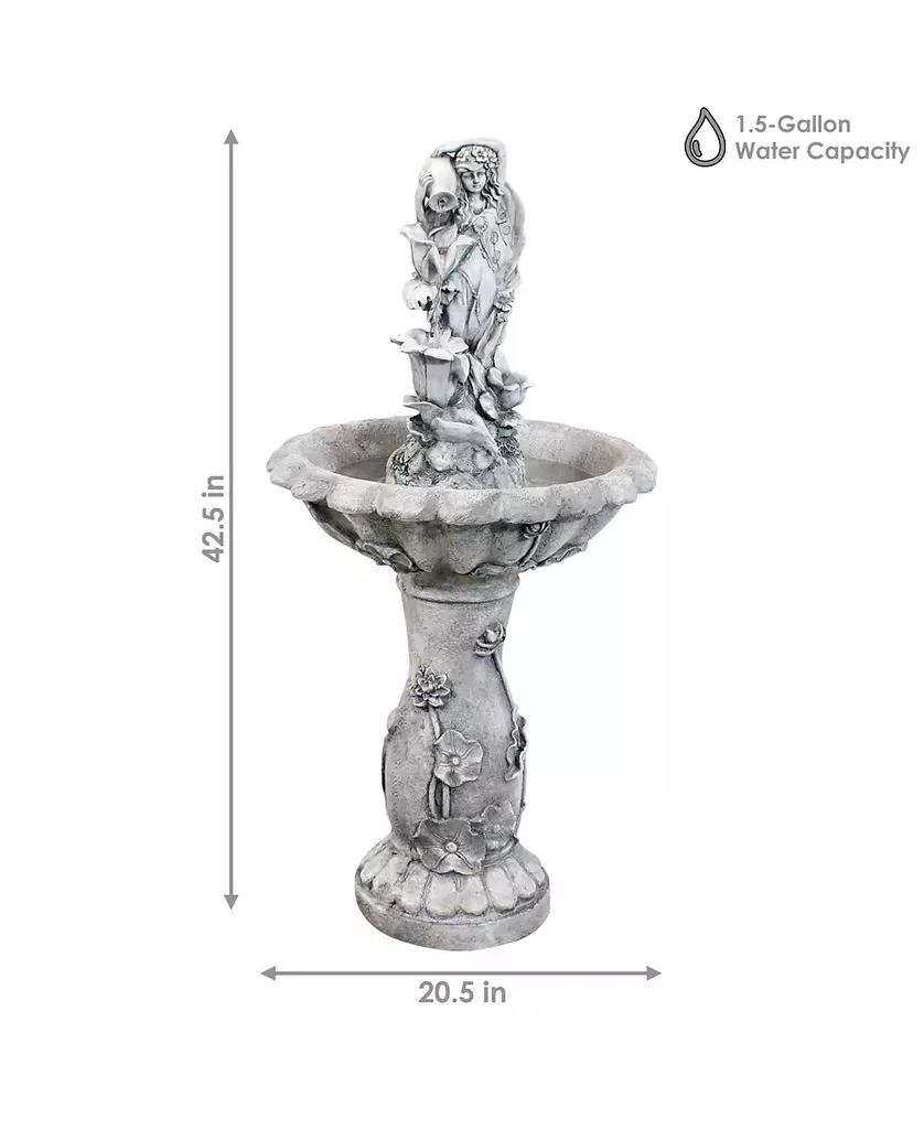 Sunnydaze Decor Outdoor Polyresin Fairy Flower Solar Powered Water Fountain Feature with Battery Backup - 42" 2