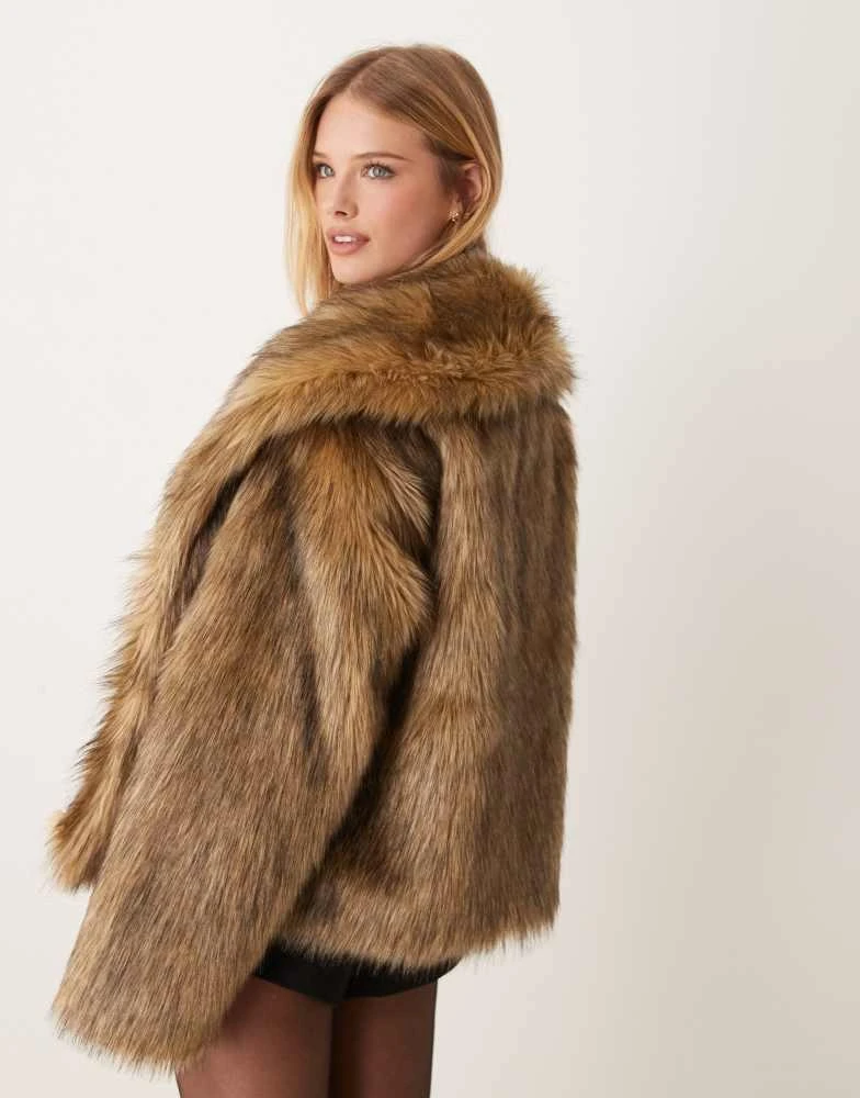 GINA TRICOT Gina Tricot shaggy faux fur jacket in brown 3
