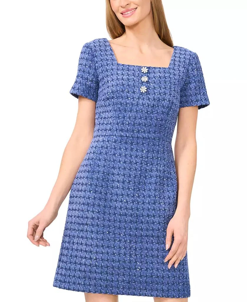 CeCe Women's Button Tweed Mini Dress 3