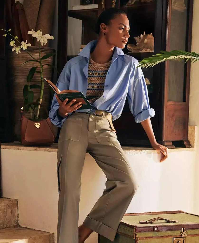 Ralph Lauren Women's Cotton Poplin Blouson-Sleeve Shirt, Regular & Petite 1