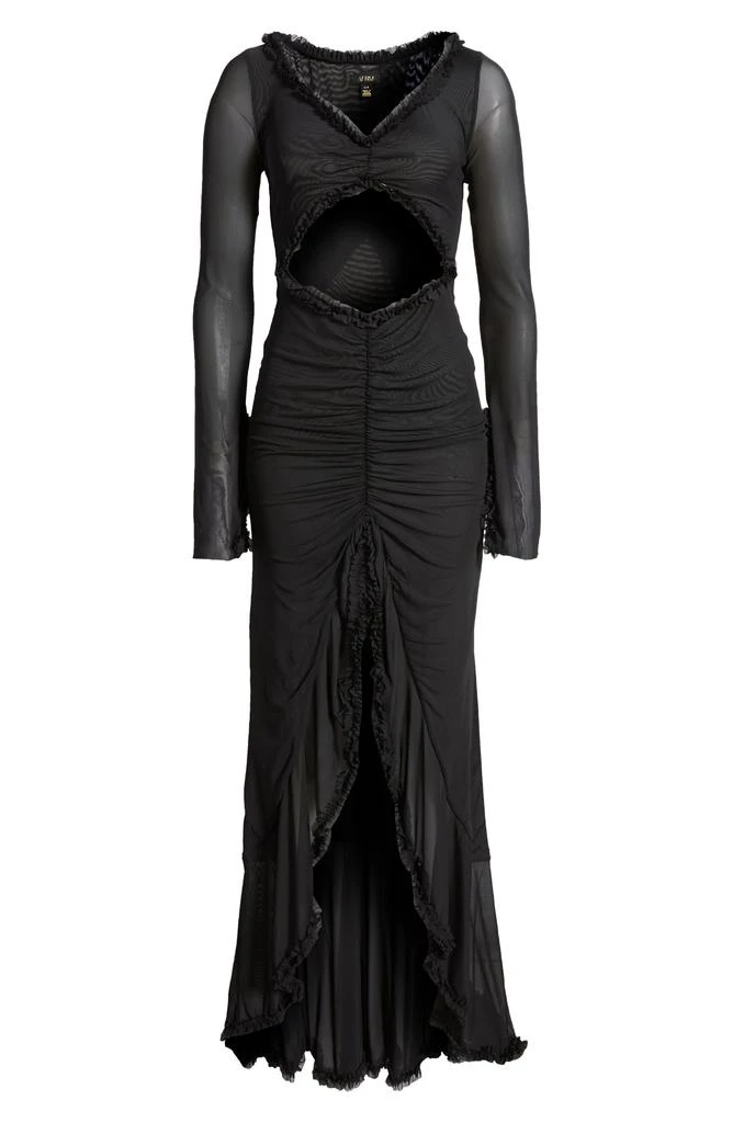 Cat Ruched Semisheer Long Sleeve Cutout High-Low Hem Maxi Dress  On Sale  Now with Up to 77% Off | Discover Exclusive Deals & Savings at BeyondStyle   Authentic AFRM clothing|dress|female|women|dresses with