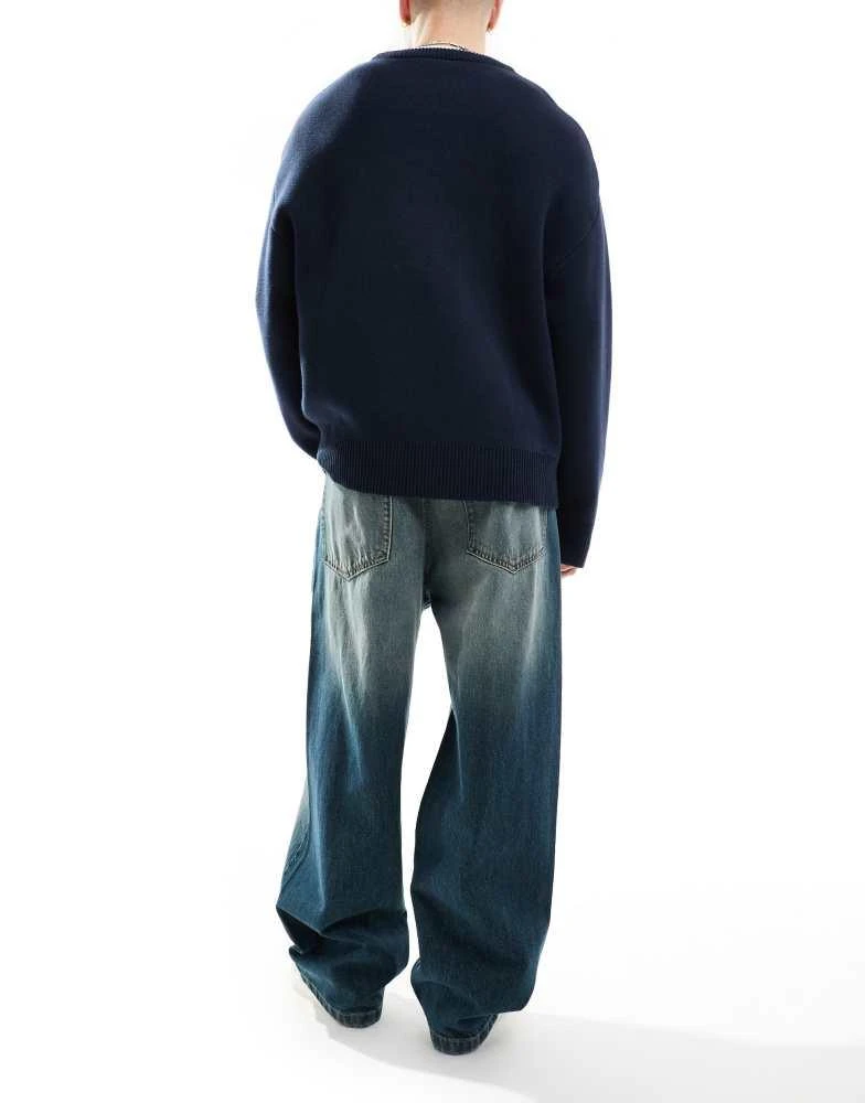 Bershka Bershka super baggy fit jean in casted washed blue 2