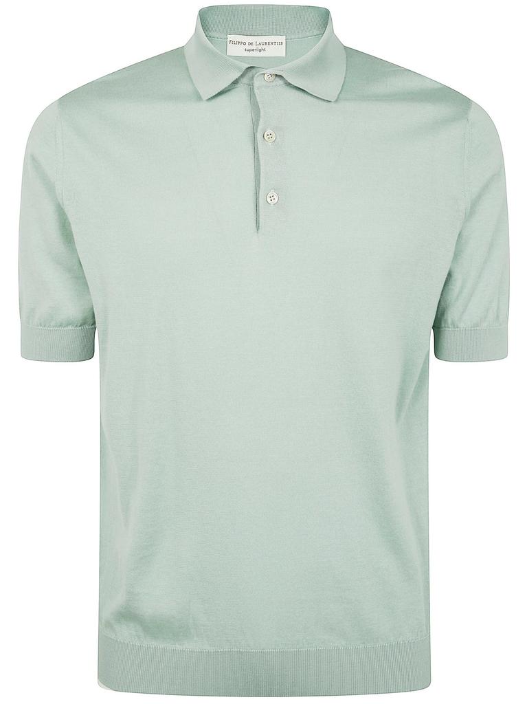 Tシャツ・カットソー FILIPPO DE LAURENTIIS SHORT SLEEVES RIBBED POLO Filippo de Laurentiis Knitted Short Sleeve Shirt Blue