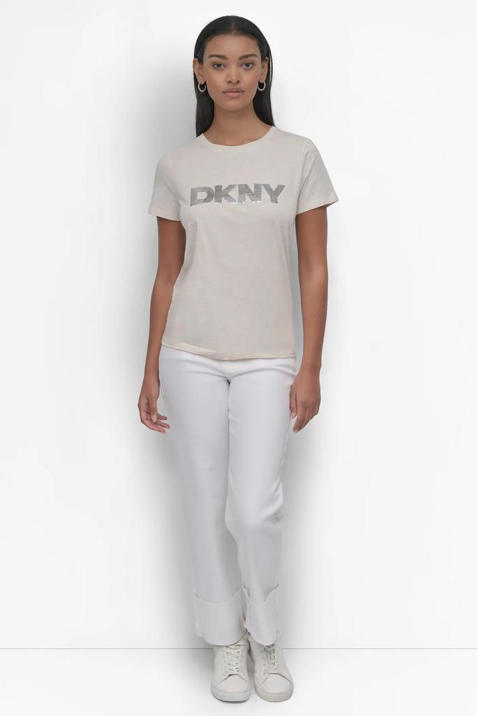 DKNY SEQUIN LOGO CREW NECK TEE