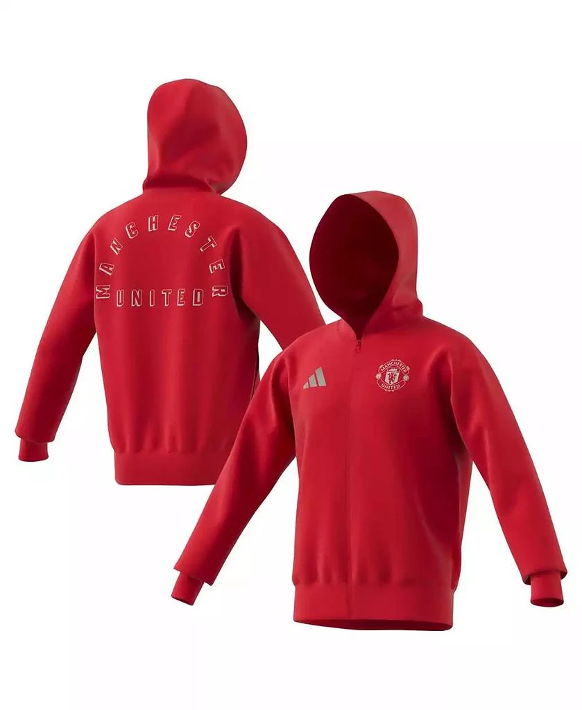 Adidas Men's Red Manchester United 2024/25 Anthem Full-Zip Hoodie 1