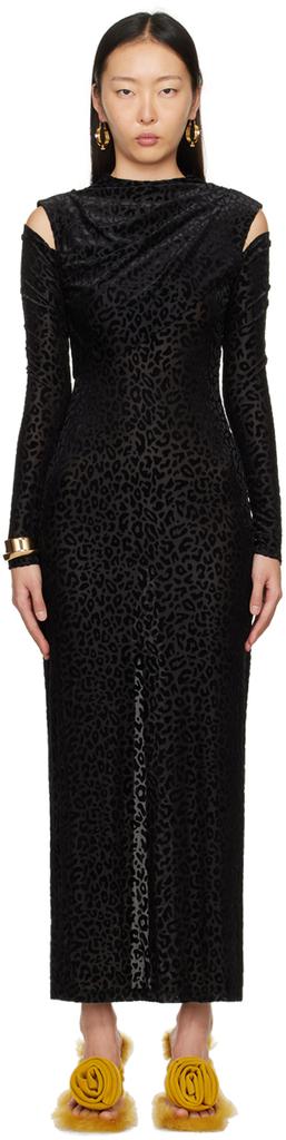 Puppets and Puppets Black Cold Shoulder Midi Dress
