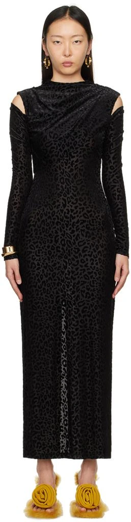 Puppets and Puppets Black Cold Shoulder Midi Dress 1