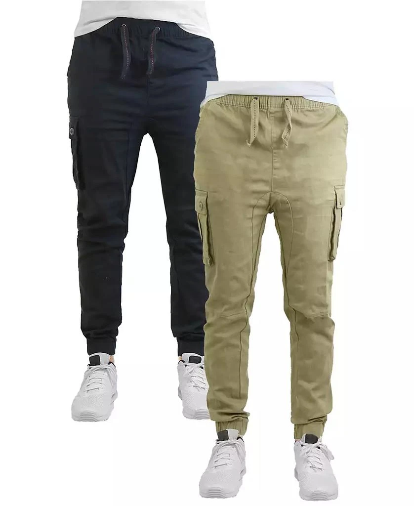 Galaxy By Harvic Men's Cotton Stretch Twill Cargo Joggers, Pack of 2 7