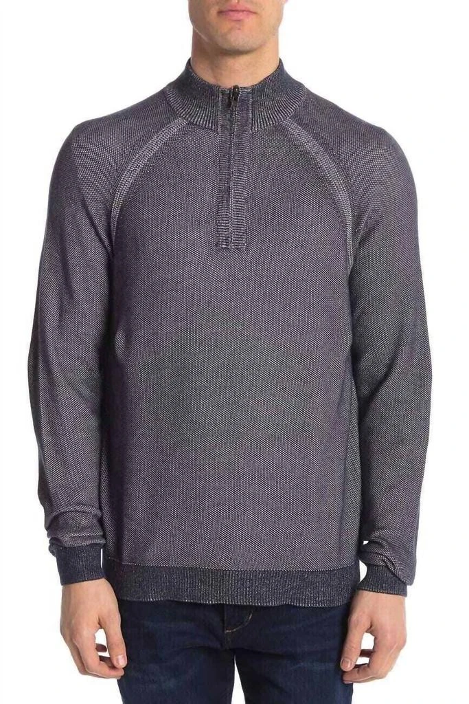 Tailor Vintage Birdseye Reversible 1/4 Zip Knit Pullover Sweater In Blue 2