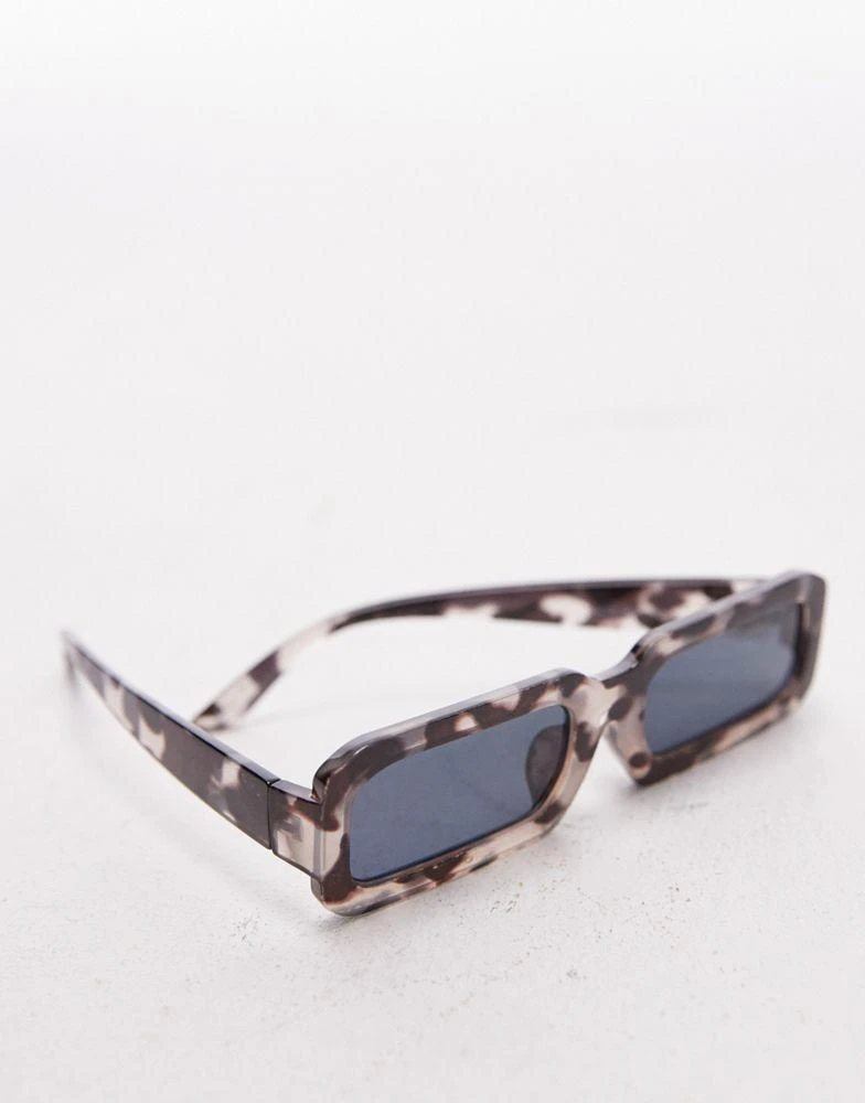 Topshop Topshop Dahlia rectangular sunglasses in black tort 2