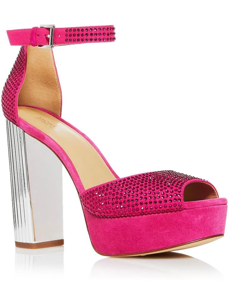 Michael Kors Porter Womens Faux Suede Rhinestone Platform Heels 1