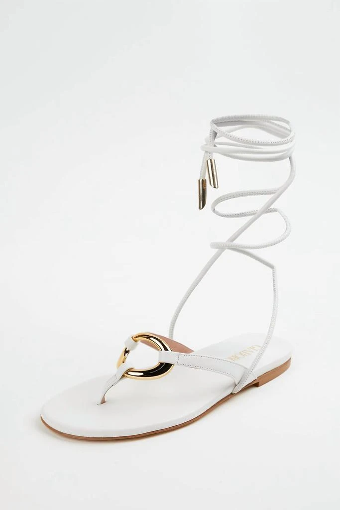 GIA BORGHINI LEVANTE FLAT LEATHER SANDALS 1
